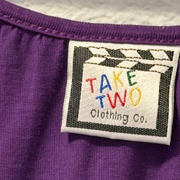 Take Two Clothing Co. Purple Boho Tunic Dress Long Sleeve With Embroidery Sz 18 - Picture 4 of 11